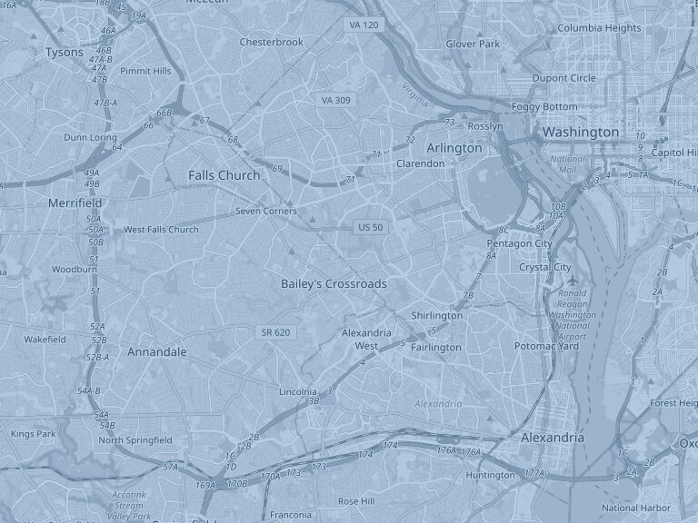 Map of Arlington, Maryland, part of the Trusted Transit service area