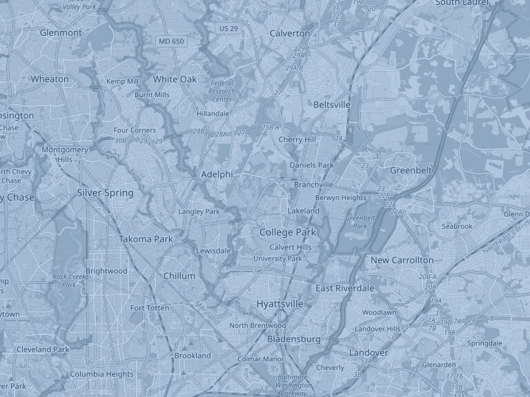 Map of College Park, Maryland, part of the Trusted Transit service area