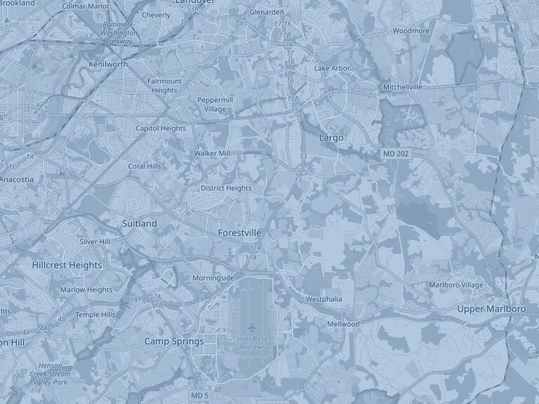 Map of District Heights, Maryland, part of the Trusted Transit service area