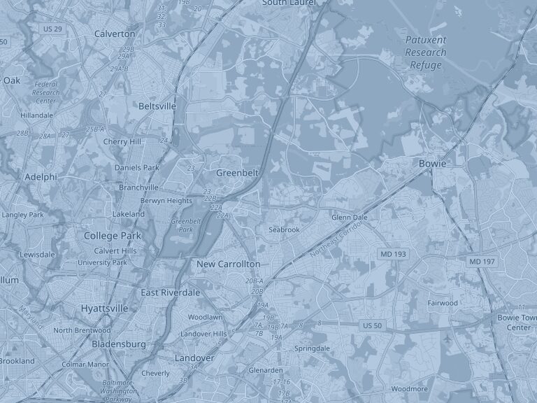 Map of Lanham, Maryland, part of the Trusted Transit service area