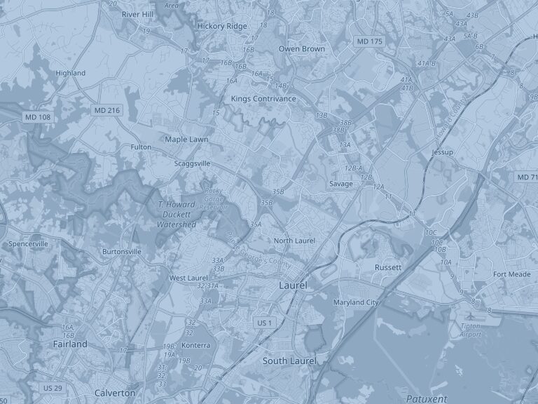 Map of Laurel, Maryland, part of the Trusted Transit service area