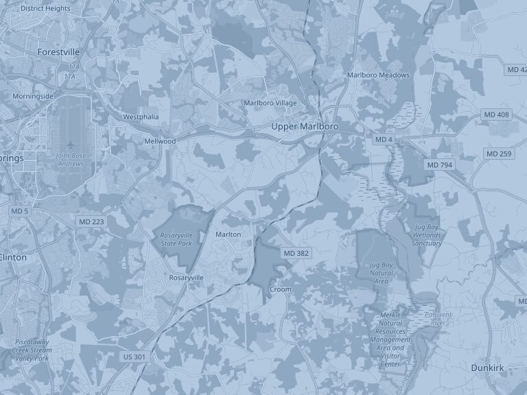 Map of Upper Marlboro, Maryland, part of the Trusted Transit service area